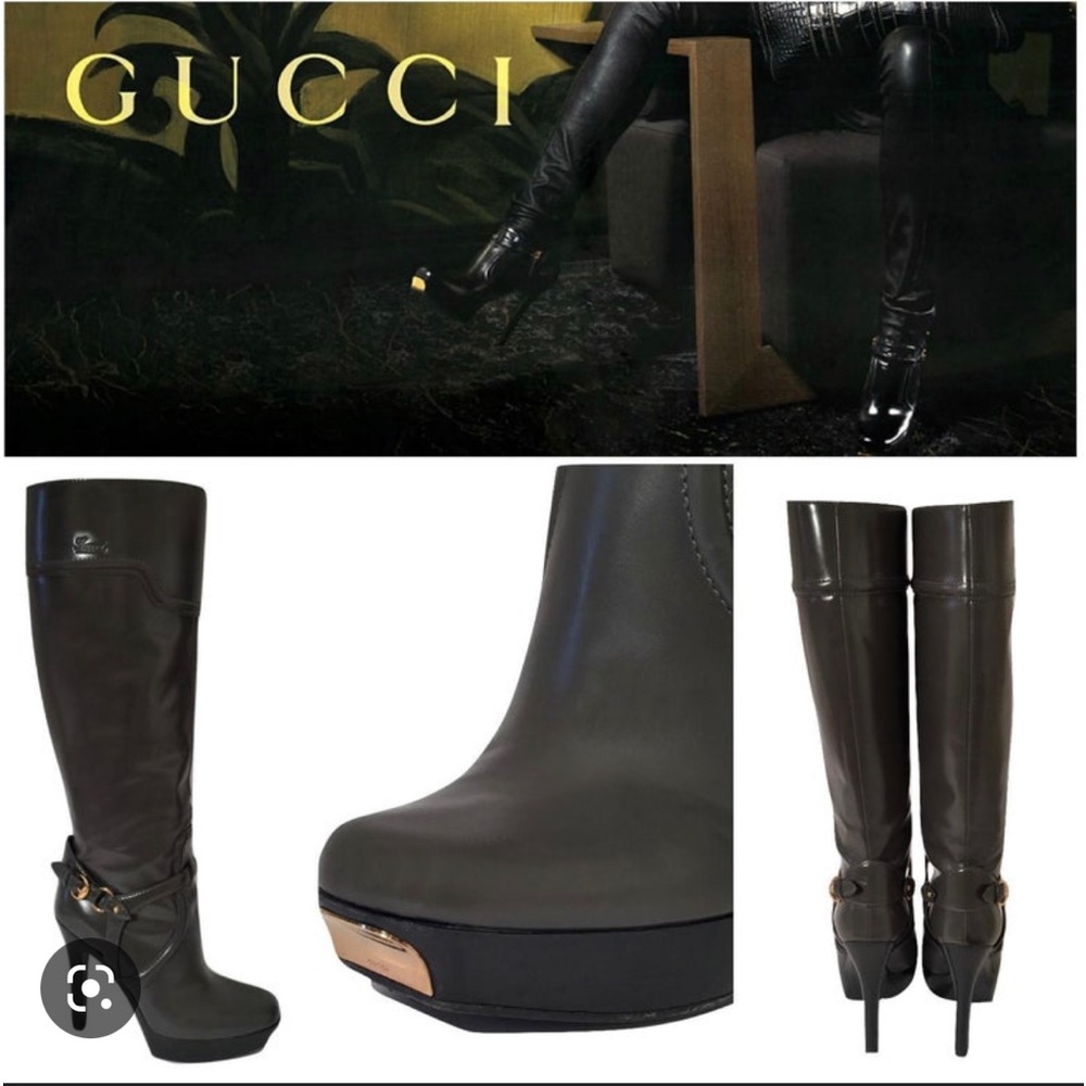 Gucci Boots Sz 8.5, Gray…never street worn with box and dust bag. Beautiful!!!